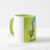 Mug Carte de Suède illustrée affiche de voyage. (Devant gauche)