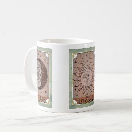 Mug Carte de tarot vintage Soleil & Lune céleste (Devant gauche)