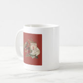 Mug Carte de vacances antique d'oiseaux de Nouvel An (Devant gauche)