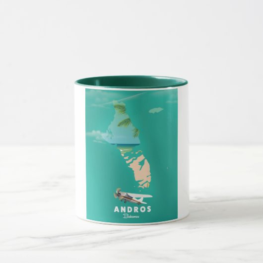 Mug Carte de vacances d'Andros Bahamas. (Centre)