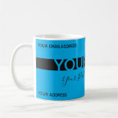 Mug Carte de visite à bande noire bleu simple et éléga (Gauche)