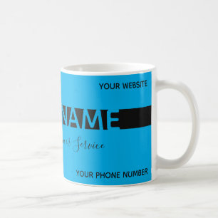 Mug Carte de visite à bande noire bleu simple et éléga