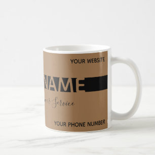Mug Carte de visite simple brun brun brun rayé noir