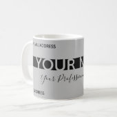 Mug Carte de visite simple, gris et noir rayé (Devant gauche)