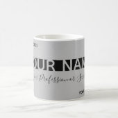 Mug Carte de visite simple, gris et noir rayé (Centre)