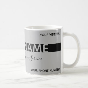 Mug Carte de visite simple, gris et noir rayé