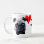 Mug Carte de voeux de carlin de heureuse (Gauche)