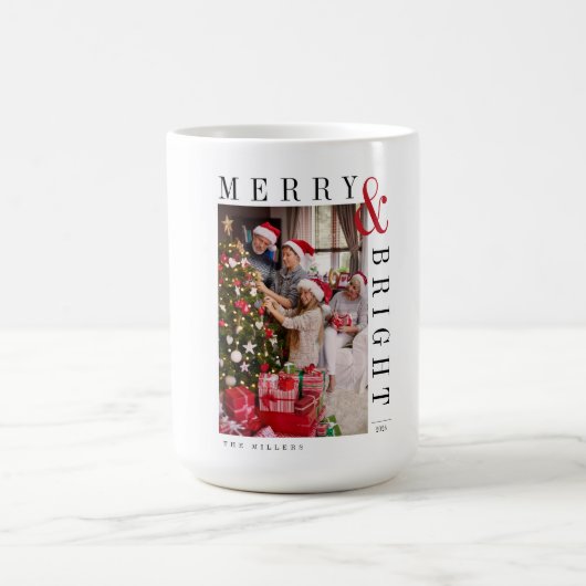Mug Carte de vœux de Noël familiale Écriture moderne p (Centre)