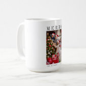 Mug Carte de vœux de Noël familiale Écriture moderne p (Devant gauche)