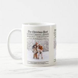 Mug Carte de voeux de Noël style vieux journal