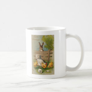 Mug Carte de voeux de Pâques Vintage lapin et poussin