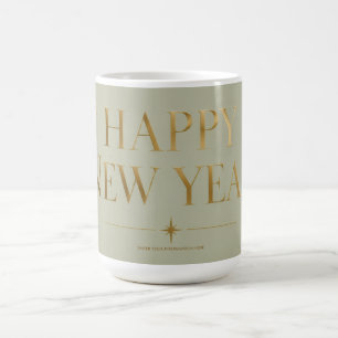 Mug Carte de vœux élégante de Nouvel An Sage et Or