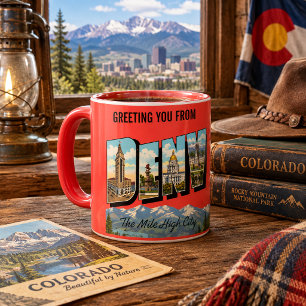 Mug Carte de vœux vintage de Denver Colorado Voyage