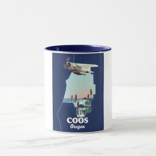 Mug Carte de voyage de Coos Oregon (Centre)