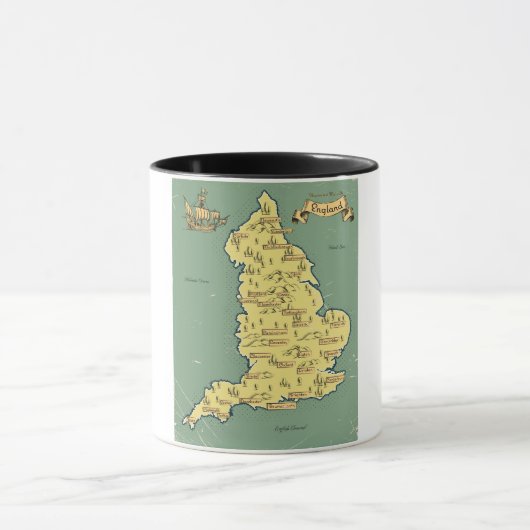 Mug Carte de Voyage illustrée de l'Angleterre (Centre)