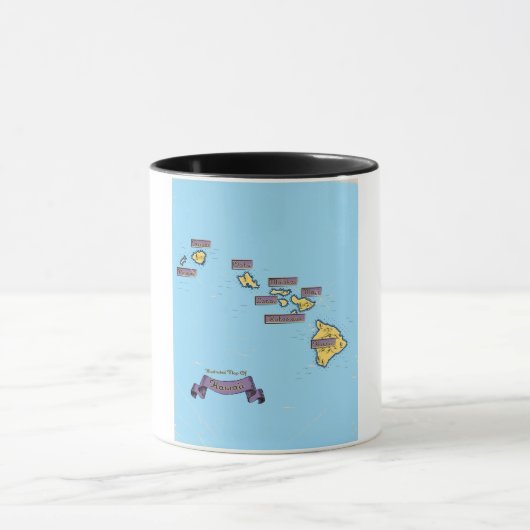 Mug Carte de voyage illustrée d'Hawaii (Centre)