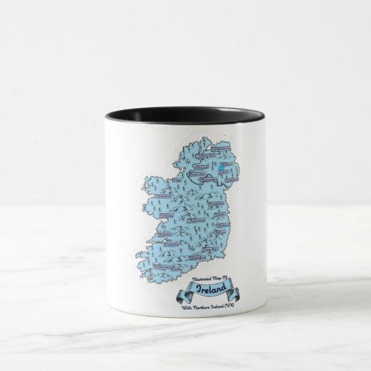 Mug Carte de voyage illustrée d'Irlande (Centre)