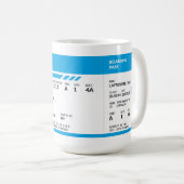 Mug Carte d'embarquement (bleu) (Devant droit)
