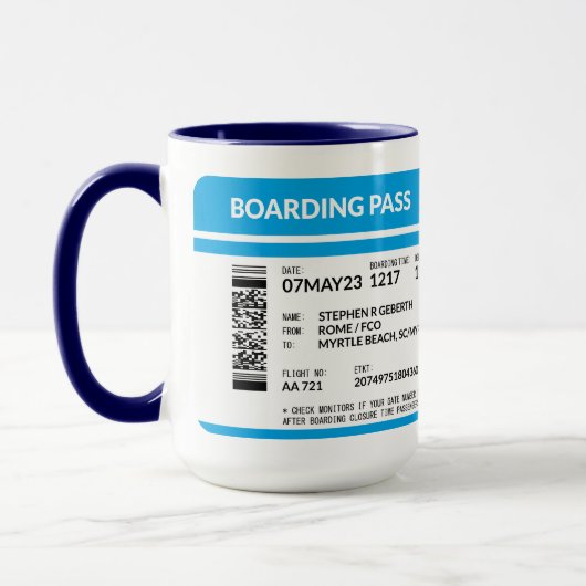 Mug Carte d'embarquement (bleu) SRG (Gauche)