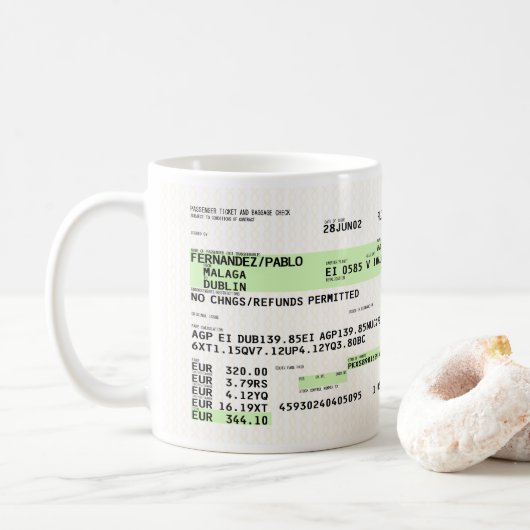 Mug Carte d'embarquement - Rétro (Avec donut)