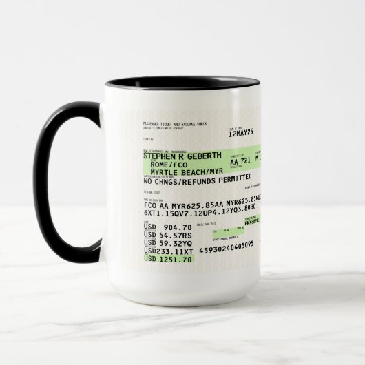 Mug Carte d'embarquement (rétro) SRG (Gauche)