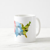 Mug Carte des Etats-Unis dans une conception d'édredon (Devant droit)