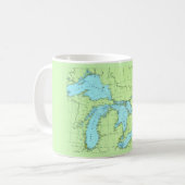 Mug Carte des Grands Lacs Bleu & Vert (Devant gauche)