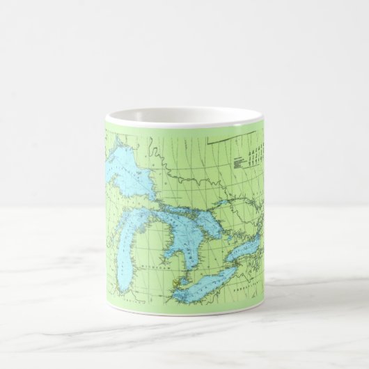 Mug Carte des Grands Lacs Bleu & Vert (Centre)