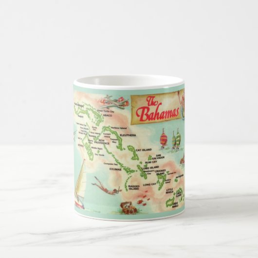 Mug Carte des îles Bahamas en voile (Centre)