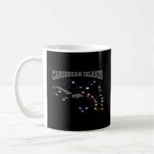 Mug Carte des îles des Caraïbes Antilles Flags Caraïbe