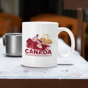 Mug Carte des pays de voyage du Canada vintage Feuille