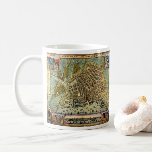 Mug Carte des rues antiques d'Amsterdam, Pays-Bas (Avec donut)