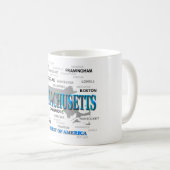 Mug Carte des villes et villes du Massachusetts State (Devant droit)