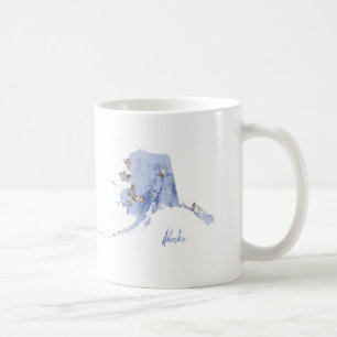 Mug Carte d'état de l'Alaska de bleu et d'or