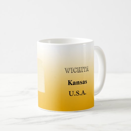 Mug - Carte d'état du Kansas avec la ville (Devant droit)