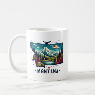 Mug Carte d'état Retro Vintage Montana