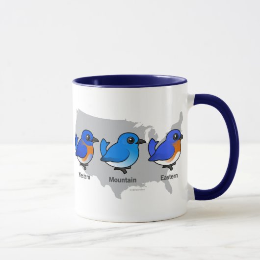 Mug Carte d'oiseau bleu (Droite)