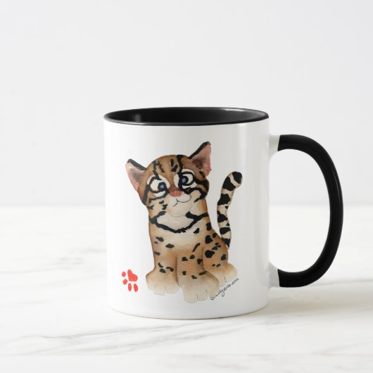 Mug Carte drôle de ocelot de dessin animé mignon (Droite)