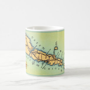 Mug Carte du comté de Door County Wisconsin verte et o