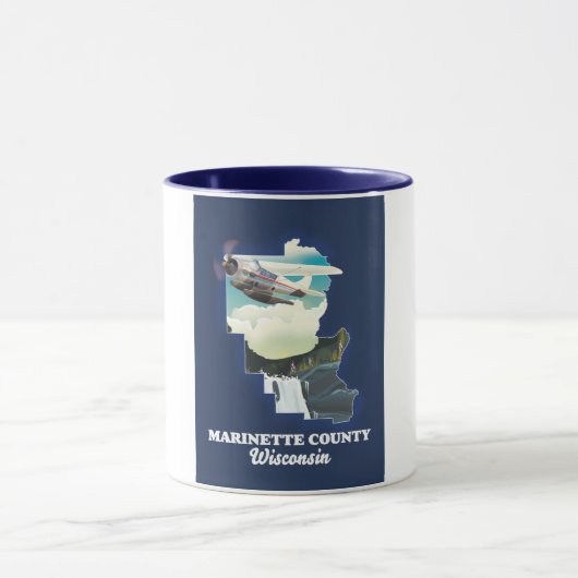 Mug carte du comté de Marinette Wisconsin (Centre)