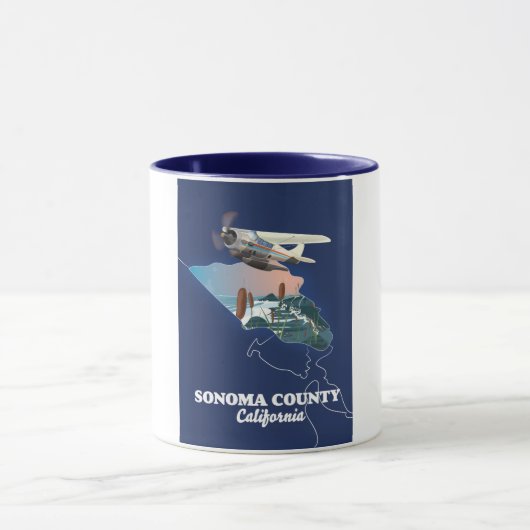 Mug Carte du comté de Sonoma en Californie (Centre)