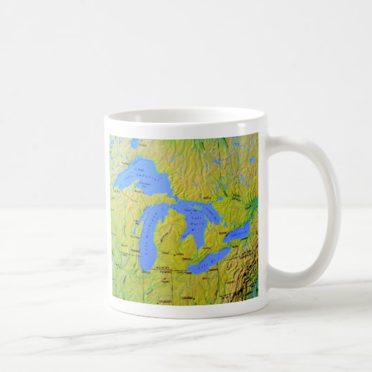 Mug Carte du design des Grands Lacs (Droite)