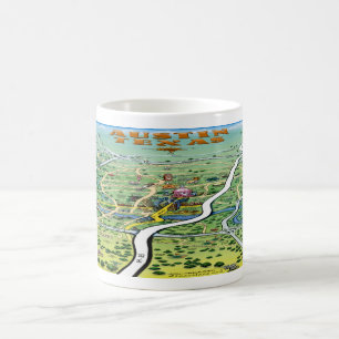 Mug Carte du dessin animé Austin Texas