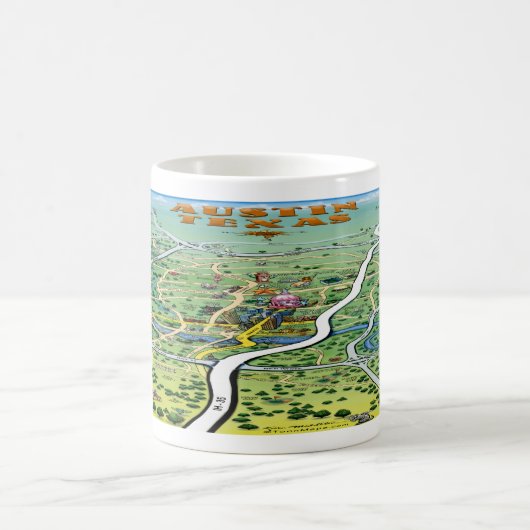 Mug Carte du dessin animé Austin Texas (Centre)