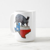 Mug Carte du drapeau de l'État d'Armadillo Texas (Devant gauche)