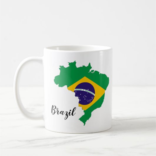 Mug Carte du drapeau du Brésil (Gauche)