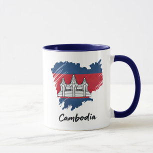 Mug Carte du drapeau du Cambodge