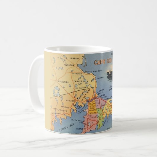 Mug Carte du Massachusetts Old Cape Cod (Devant gauche)