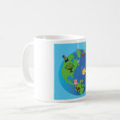 Mug Carte du monde animal Mignonne illustration de la  (Devant gauche)