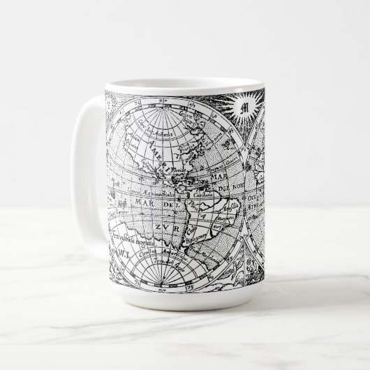 Mug Carte du monde antique Imprimer avec Modèle Monogr (Devant gauche)
